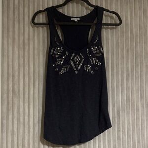 Halogen grey Tank Top with Silver Embellishments